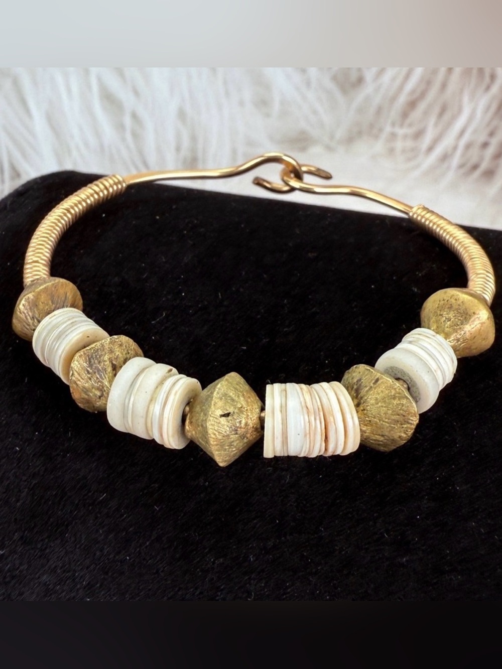 Vintage aged Goldtone and Cream Bracelet